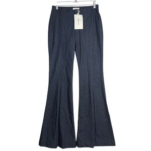 New Frame Pleated High Rise Long Flare Denim Jeans Trousers Womens 26 Blue Rinse